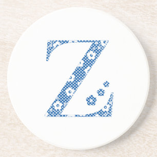 Porta-copos alfabeto floral Z (azul e pontos)
