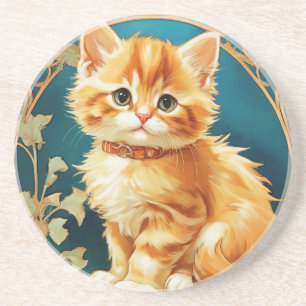 Porta-copos Alphonse Mucha Art Nouveau Cat