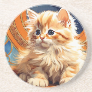 Porta-copos Alphonse Mucha Art Nouveau Orange Cat