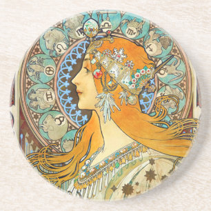 Porta-copos Alphonse Mucha Art Nouveau Zodiac