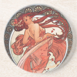 Porta-copos Alphonse Mucha Dance 1898 Art Nouveau Vintage