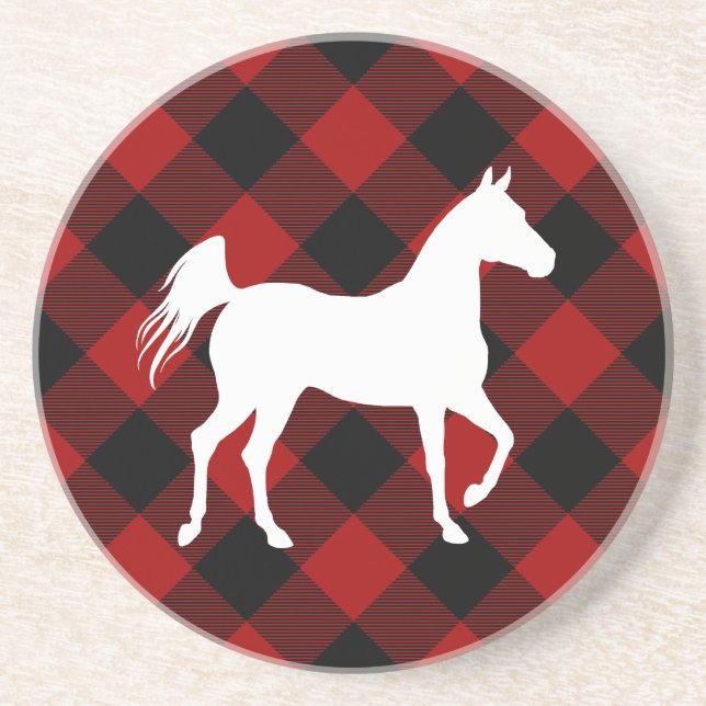 Porta-copos Amante de Cavalos Buffalo Plaid Casa de Campo (Frente)