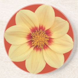 Porta-copos Amarelo Dahlia na Floral Vermelha
