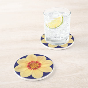 Porta-copos Amarelo Dahlia no Floral Azul