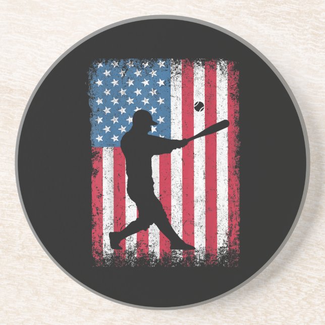 Porta-copos American Flag Baseball Team Presente para Men Boys (Frente)