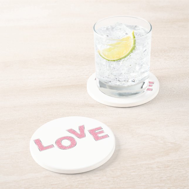 Porta-copos Amor com brilho rosa (Lateral)