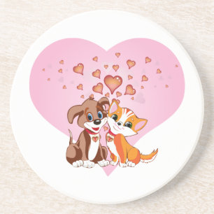 Porta-copos Amor com Cachorro e Gatinho
