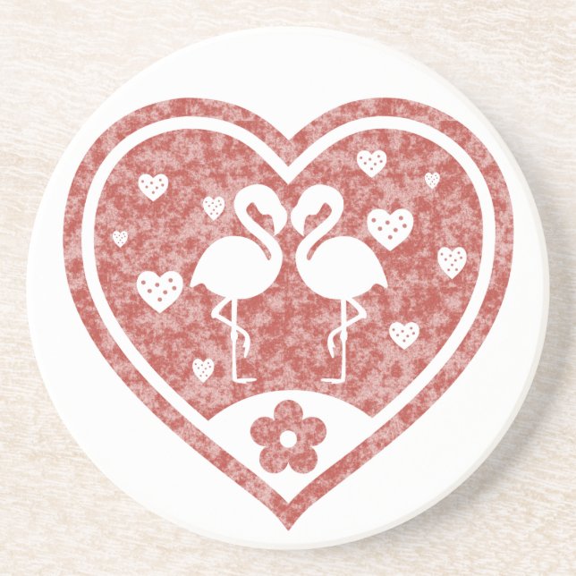 Porta-copos Amor com Flamingo de Coração Texturizado (Frente)