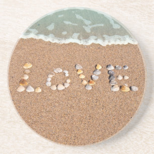 Porta-copos Amor nas portas copos de Shell do mar da praia