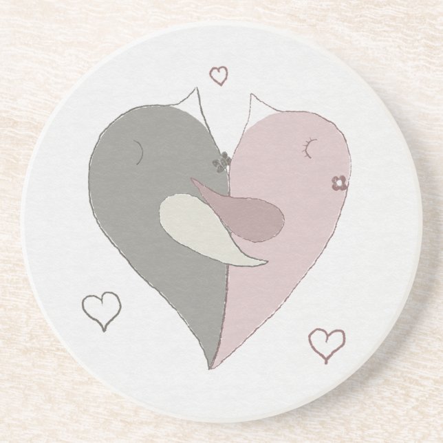 Porta-copos Amor Pássaros Coração (Frente)