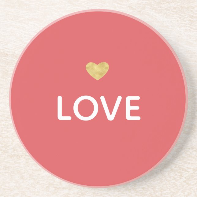 Porta-copos Amor Vermelho Coração Dourado (Frente)