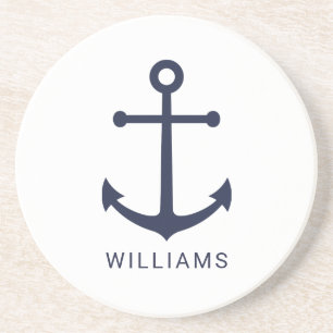Porta-copos Âncora azul Marinho náutica e nome personalizado e