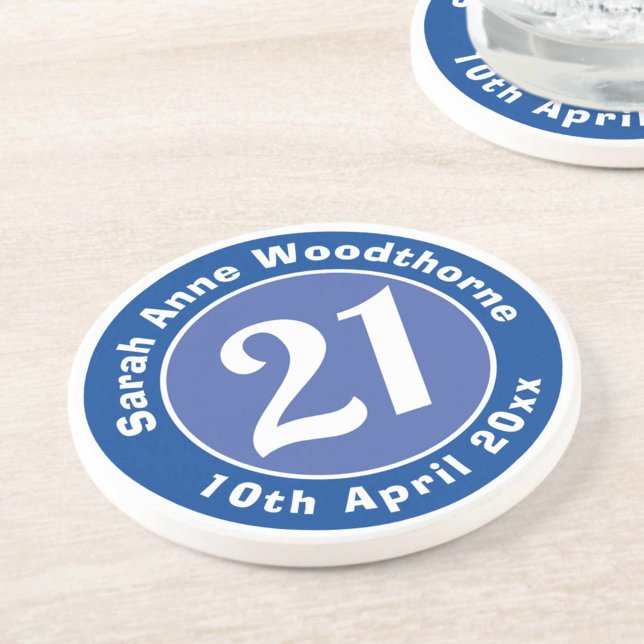 Porta-copos aniversário de 21 anos com Nome, Idade e Data (Criador carregado)