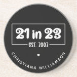Porta-copos Aniversário de 21 anos personalizado presente 21 e<br><div class="desc">Celebração de aniversário de 21 anos personalizada 21 em 23 presentes de aniversário do Est 2002!</div>
