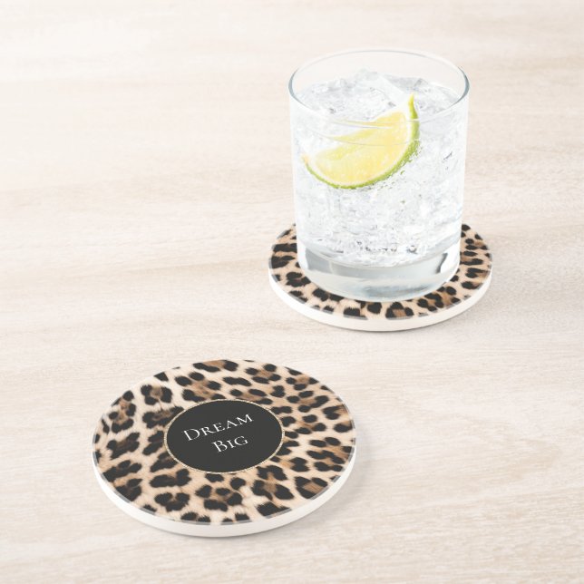 Porta-copos Aniversário de Animal Leopardo Creme (Lateral)