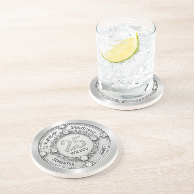 Porta-copos Aniversário de Casamento com 25 (Lateral)