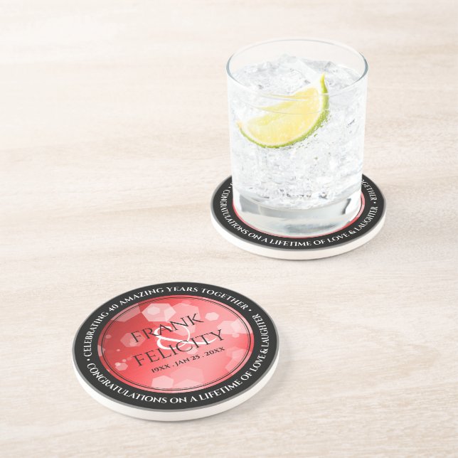 Porta-copos Aniversário de Casamento do Elegante Ruby, 40º 80 (Lateral)