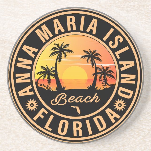 Porta-copos Anna Maria Island Florida Beach Retro Sunset 60 (Frente)