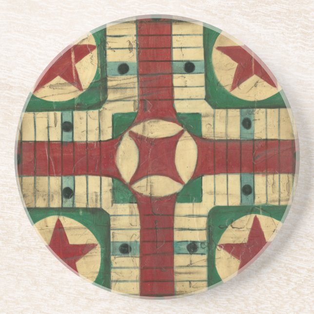 Porta-copos Antique Parcheesi - Conselho de Jogo por Ethan Har (Frente)