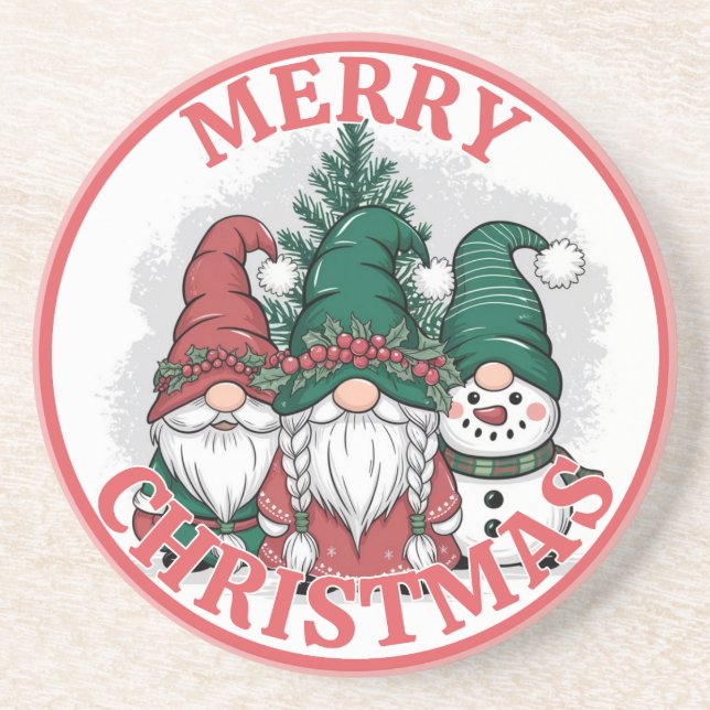 Porta-copos Apoio de Natal Gnomos (Frente)