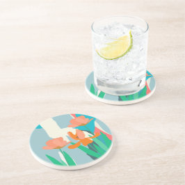 Porta-copos Apricot Tulipas Artísticas Modernas Bloqueios de C