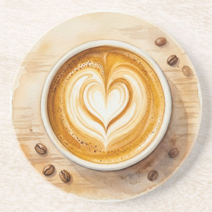 Porta-copos Aquarela de Arte de Café com Coração Aconchegante