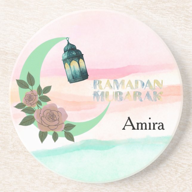 Porta-copos Aquarela Ramadan – Lua Crescente  (Frente)