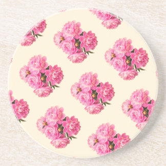 Porta-copos Aquarela Vintage Peônias Rosa Floral Simples Fofo