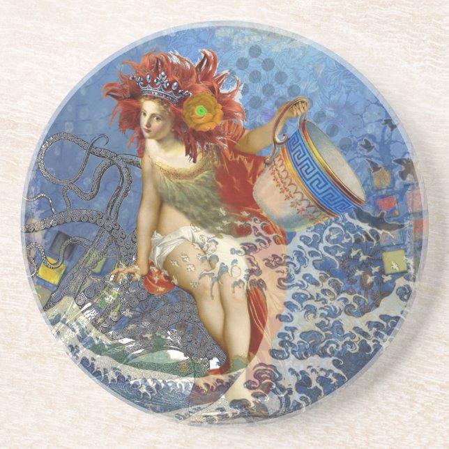 Porta-copos Aquarius Mermaid Gótica Arte Azul (Frente)