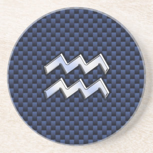 Porta-copos Aquarius Zodiac - Sinal de Fibra Azul Real de Carb