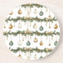 Porta-copos Arcos Marrons Rústicos Creme Verde Natal