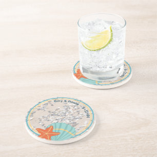 Porta-copos Areia, estrela do mar e Seashell