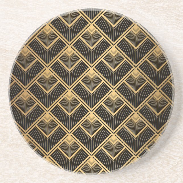 Porta-copos Art Deco Black Dourado: Geométrico (Frente)