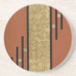 Porta-copos Art Deco em Dourado e Bege