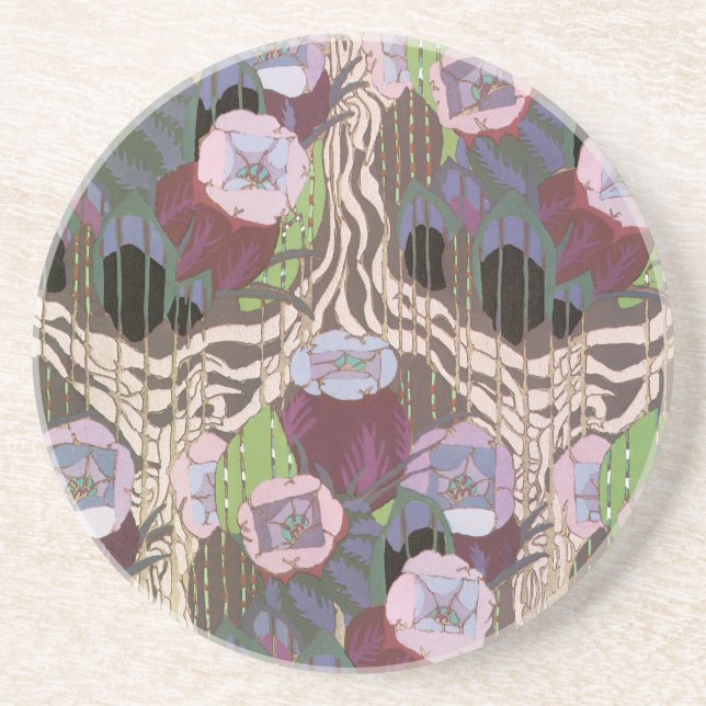 Porta-copos Art deco floral (Frente)