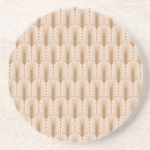 Porta-copos Art Deco Rosa: Penas de Peacock Ouro