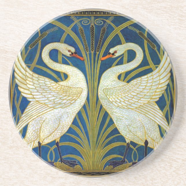 Porta-copos Art Deco Swans Mouse Pad (Frente)