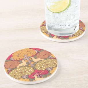 Porta-copos Art nouveau outono caem cervos Verneuil