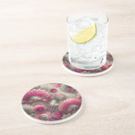 Porta-copos Art Nouveau Ventiladores rosa e prateados