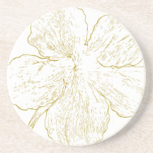 Arte Abstrata de Linha Floral Dourada Elegante