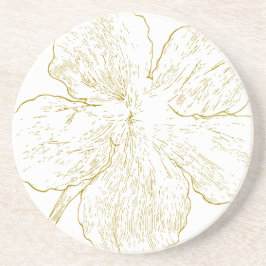 Porta-copos Arte Abstrata de Linha Floral Dourada Elegante