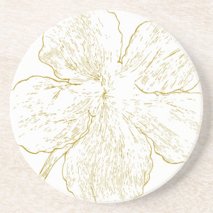 Porta-copos Arte Abstrata de Linha Floral Dourada Elegante