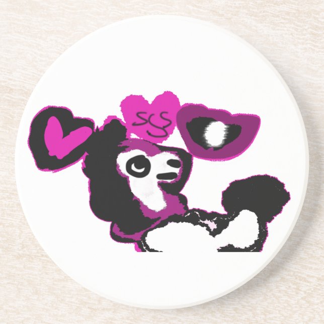 Porta-copos Arte de poodle roxo (Frente)