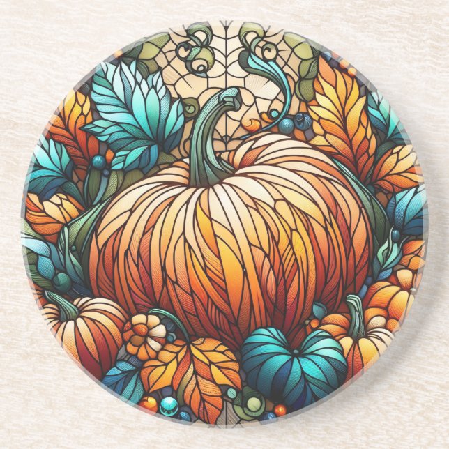 Porta-copos Arte De Pumpkin De Vidro Estreitado (Frente)