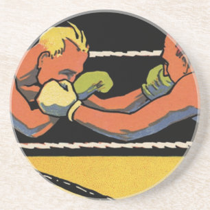 Porta-copos Arte Deco Esportivo de Boxe Antigo, Boxeadores Soc