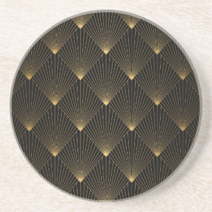 Porta-copos Arte Deco: Legância Dourada Negra.