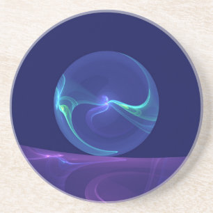 Porta-copos Arte fractal abstrata de sonho roxo azul luminoso