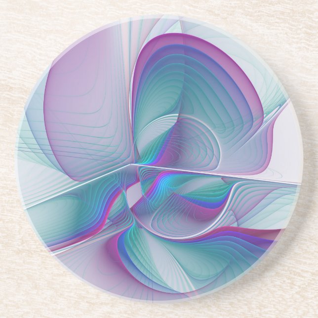 Porta-copos Arte Fractal Turquesa Azul Cor-de-Rosa Moderna (Frente)