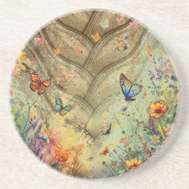 Porta-copos arte personalizada de jardim de borboletas com sot