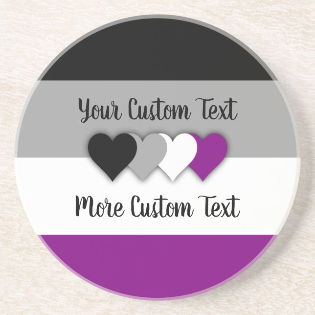 Porta-copos Asexuality pride flag with hearts coaster (Frente)